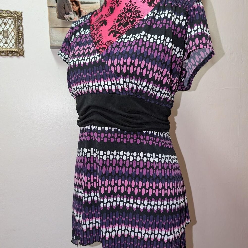 vintage y2k purple and black belted blouse